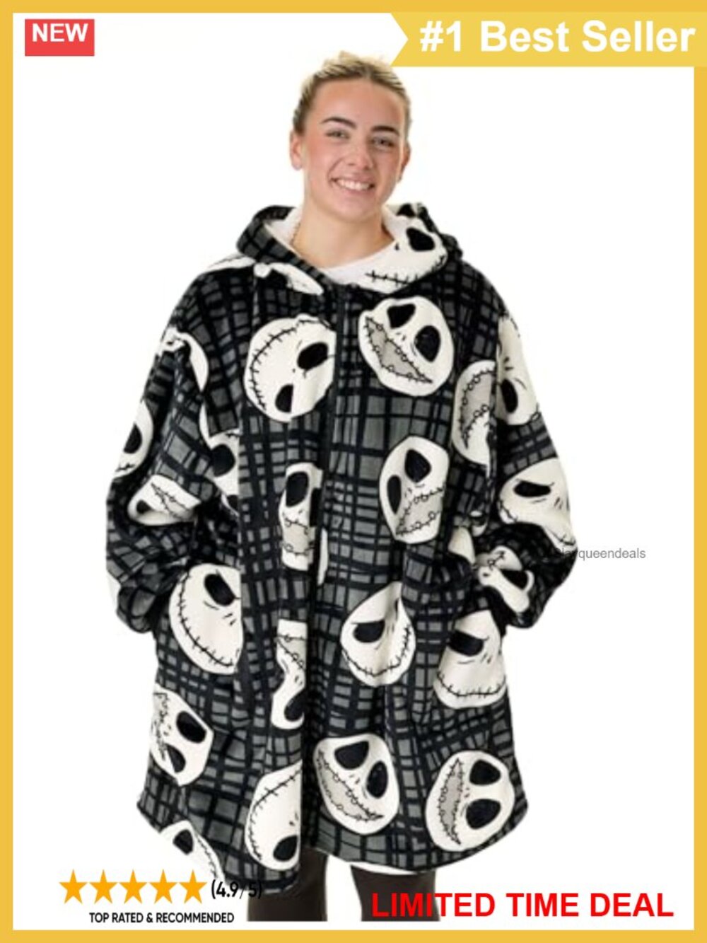 Disney Nightmare Before Christmas Sherpa Hoodie Blanket Zip